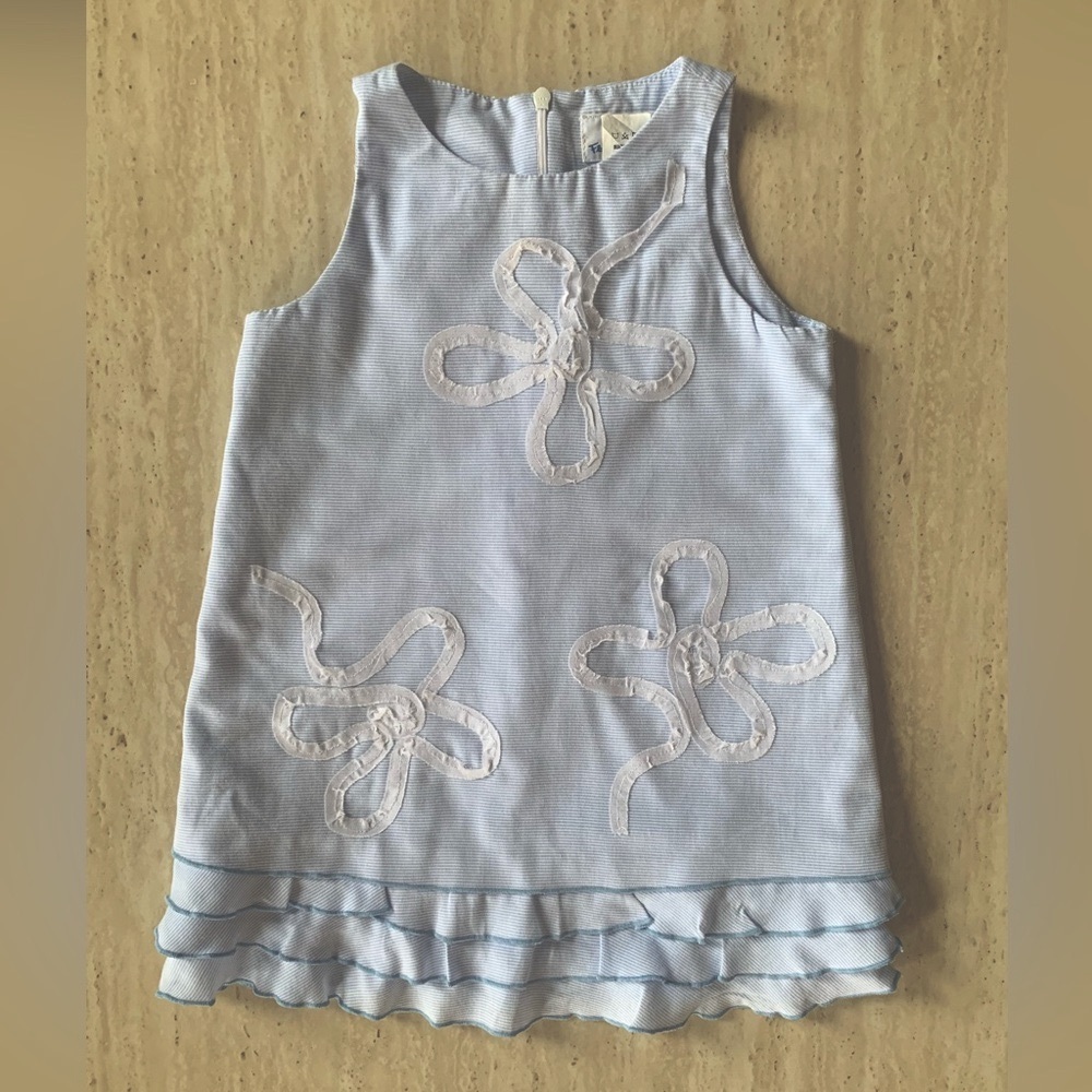 Florence Eiseman Light Blue Floral Applique Dress, 3T